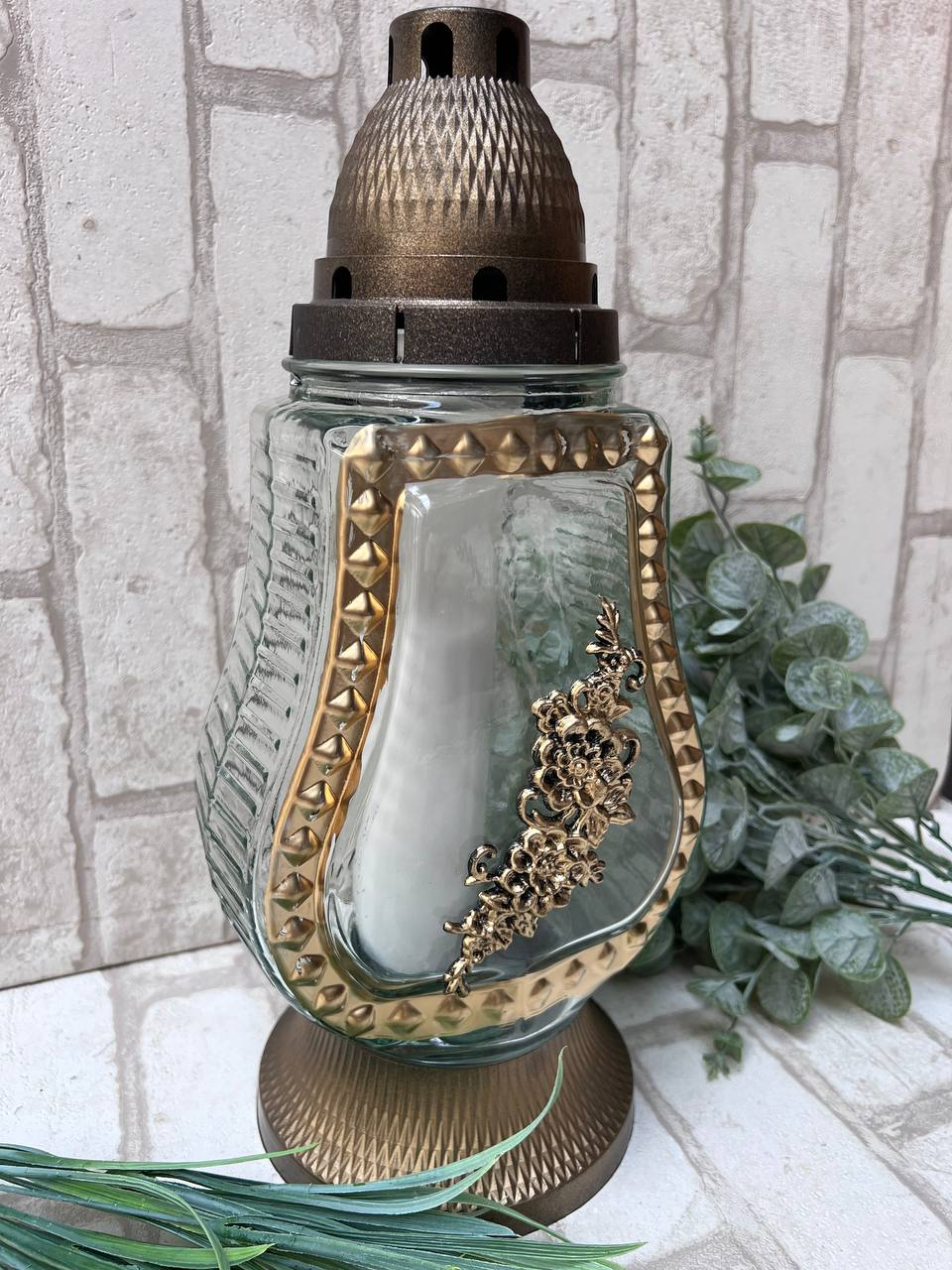 Лампадка із скла та пластику ,висотою 36 см, фото 1