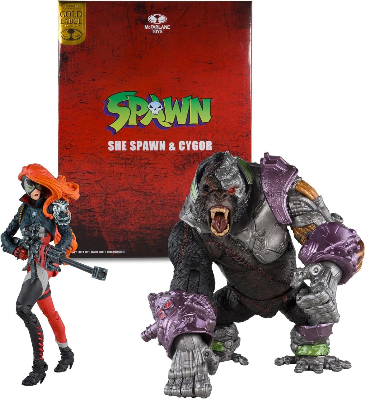 Набір з двох Фігурок Велика Горріла Кайгор та міс Спаун McFarlane Spawn She-Spawn Cygor 90201