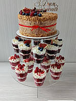 Подставка для капкейков и торта, акрил 3мм, 3 яруса (диаметр 20-25-30) межярусами 10см