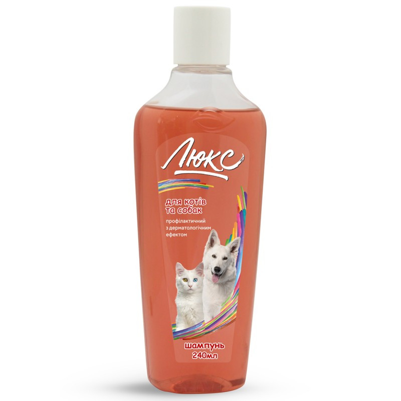 Шампунь для собак і котів Люкс профілактичний із дерматологічним ефектом 240 мл Природа, фото 1