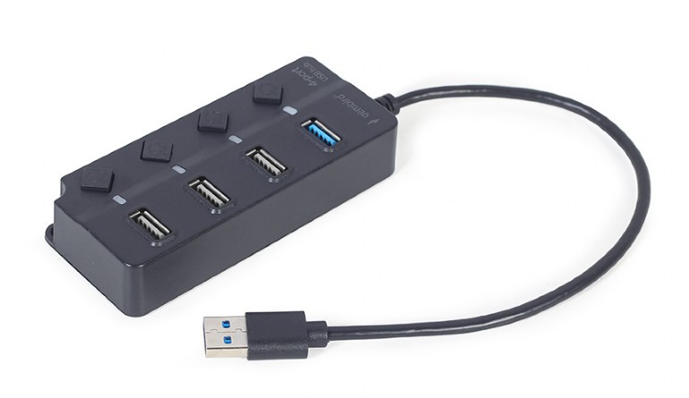 USB HUB Gembird 4 ports (1xUSB3.1+3xUSB2.0) switch black (UHB-U3P1U2P3P-01)