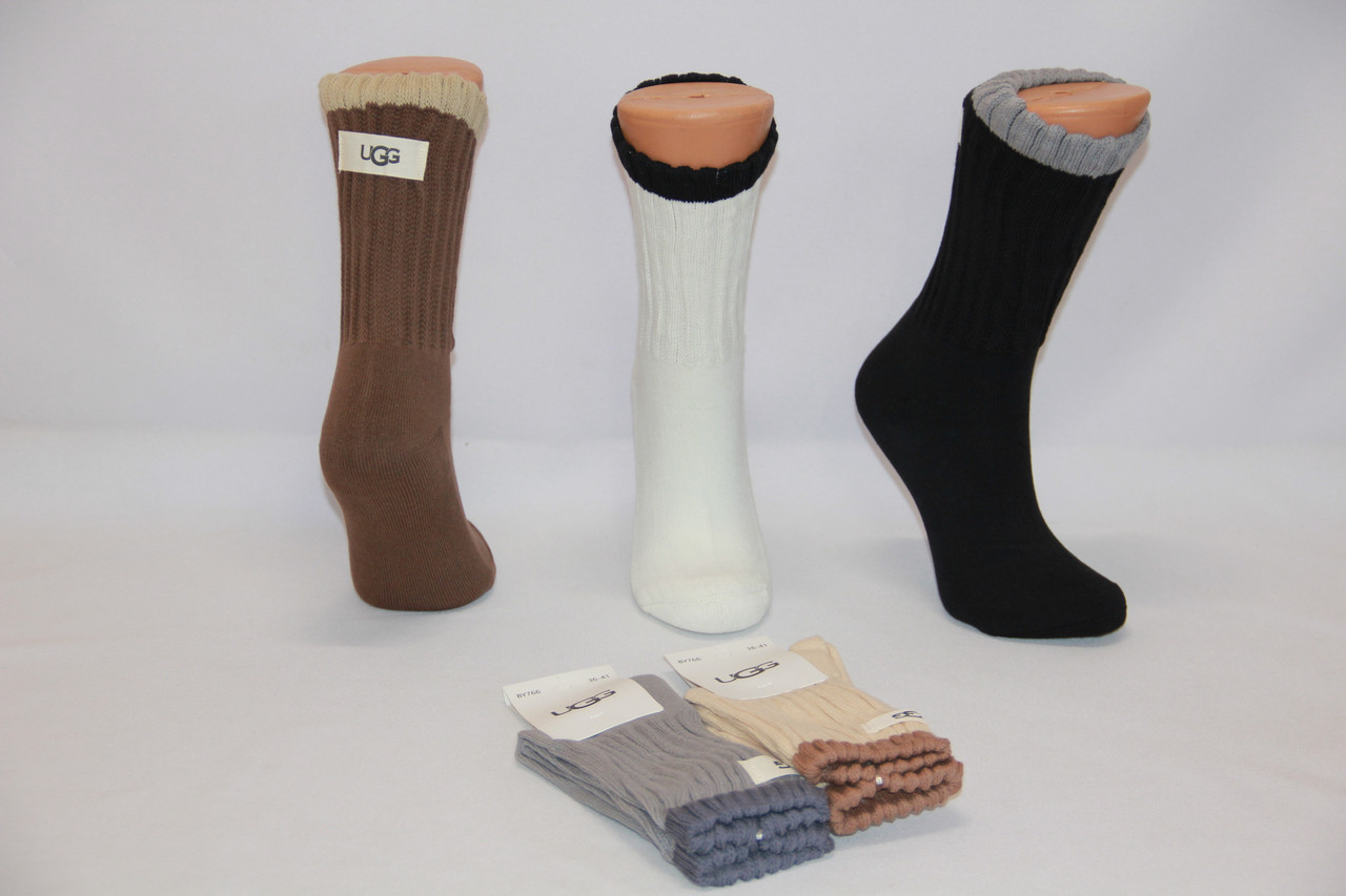 Жіночі шкарпетки високі бавовняні з махровою підошвою UGG 36-41 асорті BY766