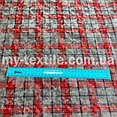 Сорочкова тканина Байка клітина Фланель 220 grm Сірий з червоним, фото 2