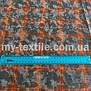 Сорочкова тканина Байка клітина Фланель 220 grm Сірий помаранчевий, фото 2