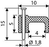 Скоба кріпильна 4мм пласка з цвяхом нейлон чорний (1 шт.) [A0150030027] АСКО, фото 3
