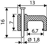 Скоба кріпильна 7мм пласка з цвяхом нейлон чорний (1 шт.) [A0150030030] АСКО, фото 3