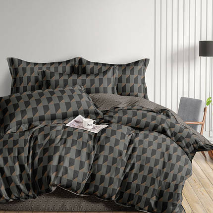 Темні тканини компаньйони 220см для постільної білизни Сатин 100% бавовна геометричний принт (A+B) — (60 м + 60 м), фото 1