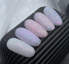 SAGA Builder Gel Magic №01 молочний з різнокольоровою поталлю, 15 мл