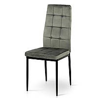 Компактний сучасний кухонний обідній стілець сірий велюровий м'який для кухні їдальні модерн Айс попелястий