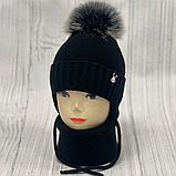 М 90063 Комплект для дівчинки: шапка на флісі з помпоном і вушками і хомут, 1-5 років, різні кольори, фото 7