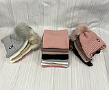 М 90063 Комплект для дівчинки: шапка на флісі з помпоном і вушками і хомут, 1-5 років, різні кольори, фото 10