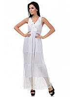 Сарафан жіночий максі літній, білий, ошатний. Бавовна XL (48-50 р)