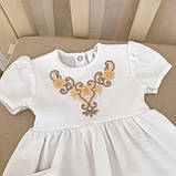 Костюм для хрещення "Світлинка" короткий рукав інтерлок зріст 80 см (9 – 12 місяців) Betis Молочний з кавовим, фото 3