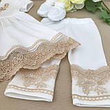 Костюм для хрещення "Світлинка" короткий рукав інтерлок зріст 80 см (9 – 12 місяців) Betis Молочний з кавовим, фото 4