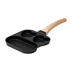 Сковорода квадратна порційна на 3 секції з антипригарним покриттям пательня чорна Lugi