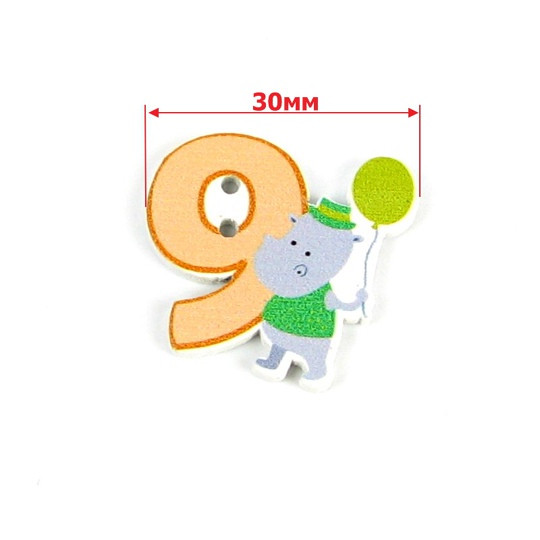 Ґудзик цифра 9 30мм 1шт PGD082, фото 1