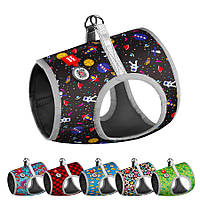 Шлея для собак м'яка WAUDOG Clothes з QR паспортом, малюнок "NASA", XS3, В 32-35 см, С 22-24 см