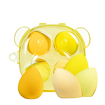 Набір спонж для макіяжу у футлярі 4 штуки Puffy, жовтий