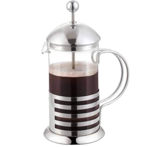 Чайник для заварювання френч-прес зі скляною колбою на 350 мл і металевим корпусом UNIQUE UN-1151