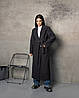 Жіноче утеплене слімтексом пряме зимове пальто максі з поясом, шліцом, фото 2