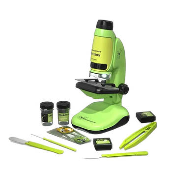 Мікроскоп для дітей (підсвічування, інструменти, 3 стекла, контейнери для зразків, викрутка, батарейки) 2209-1