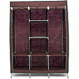 Шафа тканинна 3 секції складана з каркасом STORAGE WARDROBE 175 х 130 х 45 см. XU-615 Колір: коричневий, фото 5