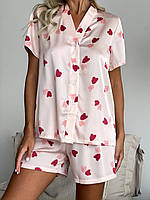 Жіноча піжама шовк сорочка шорти. Костюм повсякденний домашній. Одяг для сну., фото 9