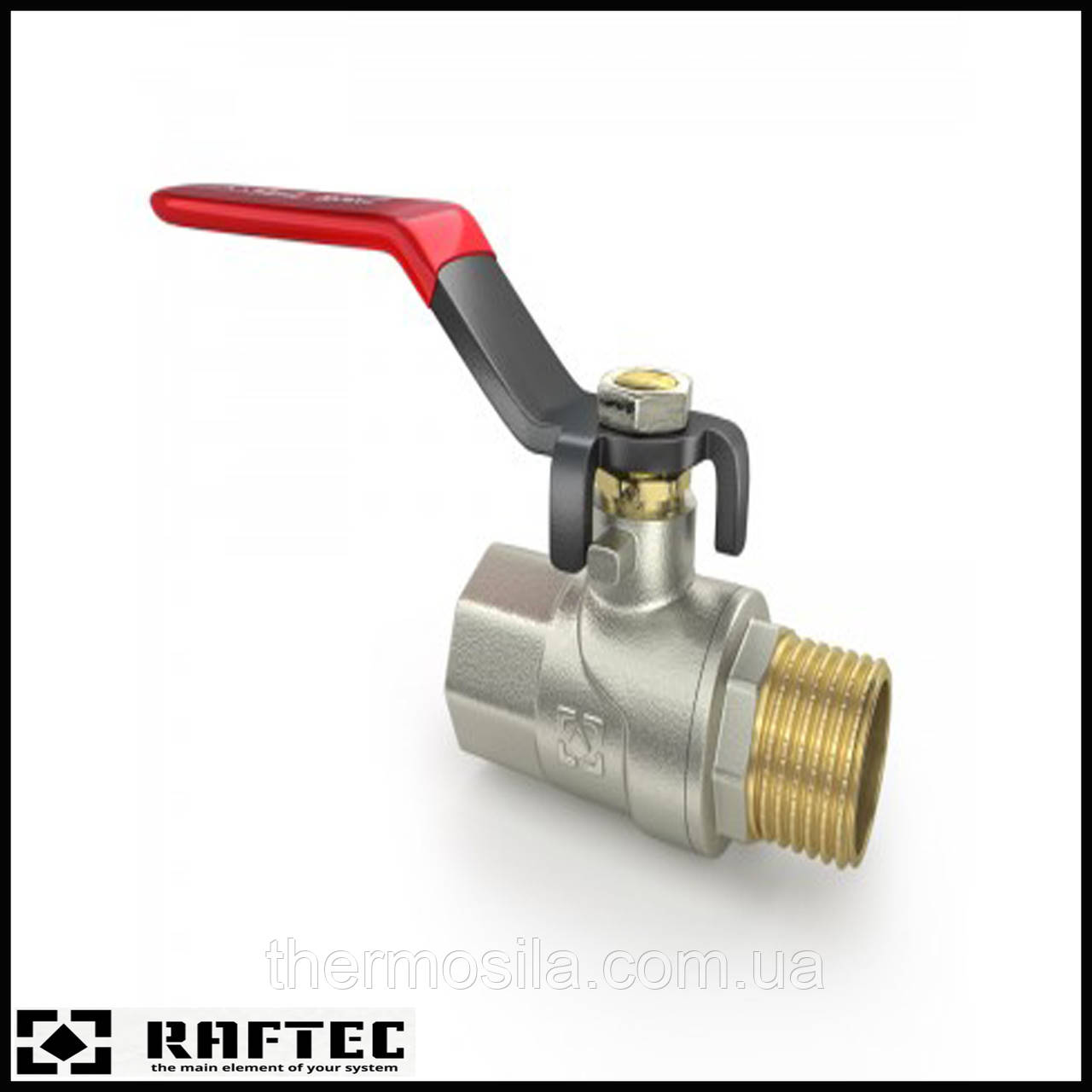 Кран кульовий з/в (червона ручка) Raftec 3/4", фото 1