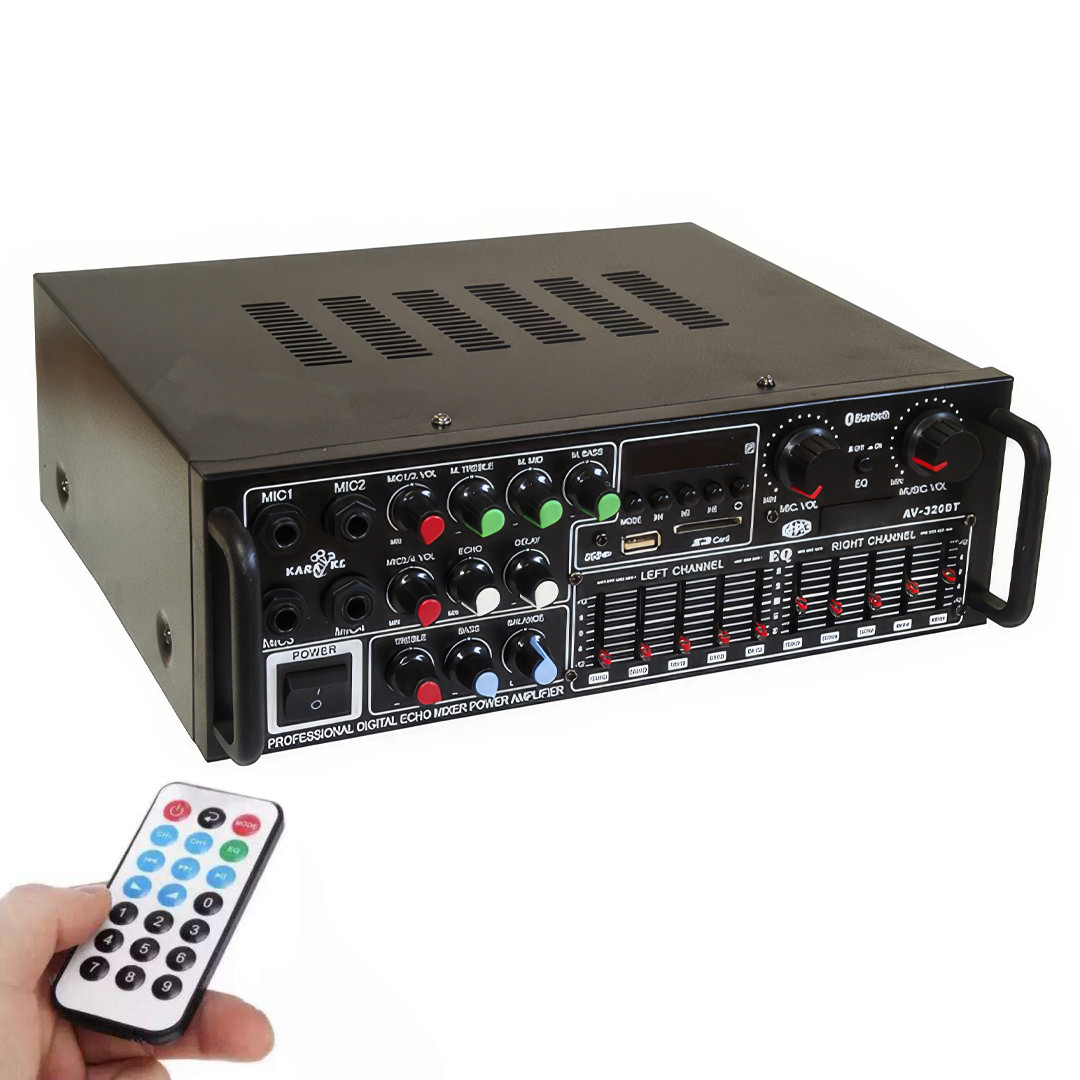 Потужний підсилювач звуку AV-326BT 300 Вт, Bluetooth, USB, SD, MIC, радіо, аудіопідсилювач