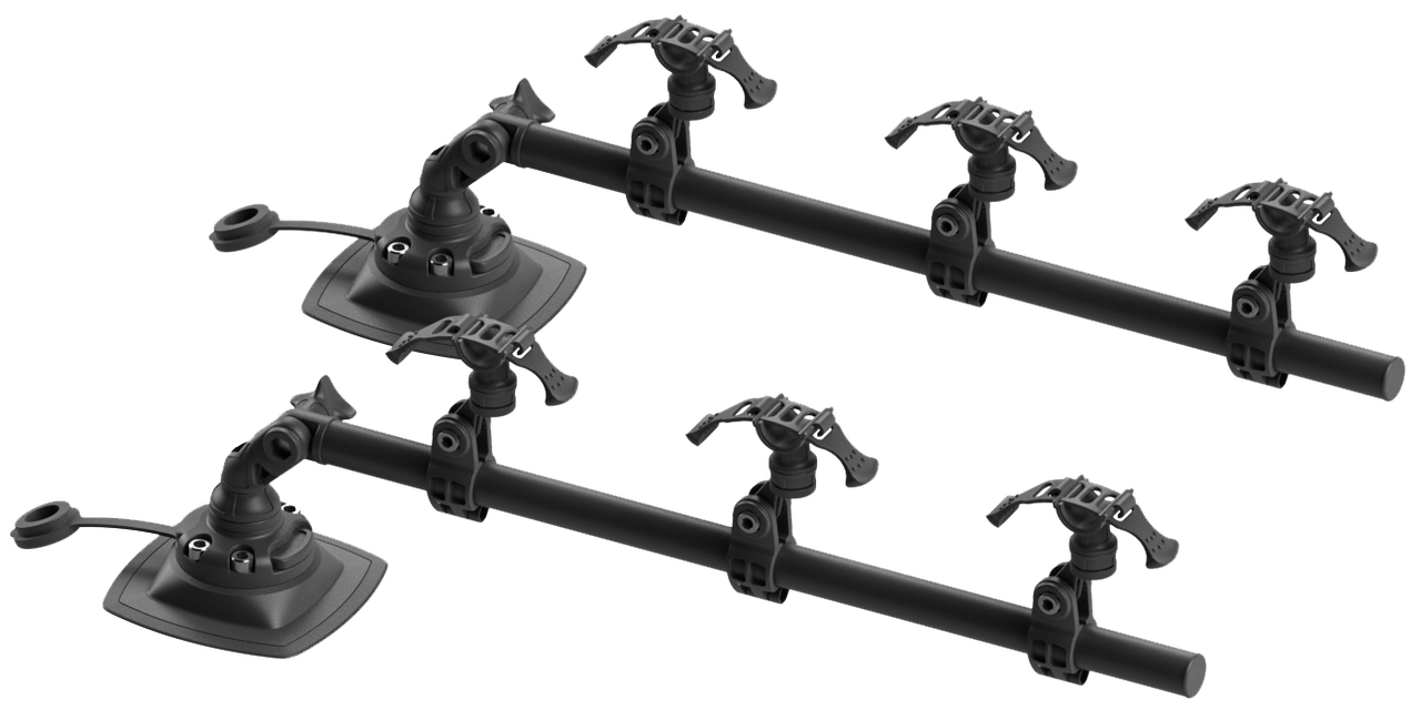 Тримач (підставка) BORIKA FASTen Rr400 чорний для трьох спінінгів з набором для монтажу на belly boat (01.03.009.01.43), фото 1