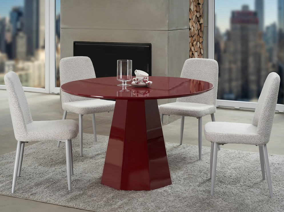 Стіл круглий поліуретановий МДФ TМ-200 Vetro, колір винний