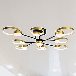 Яскрава люстра Led Sirius 100W до 20 кв.м колір Чорний + Золото 1313/9 Black+Gold