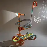 🧡Самокат трьохколісний для дітей 018, 5в1 "Smart" підсвітка та музика, знімний бортик з батьківською ручкою, фото 5