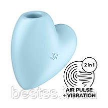 Кліторальний вібростимулятор з повітряними імпульсами Satisfyer Cutie Heart Blue, фото 3