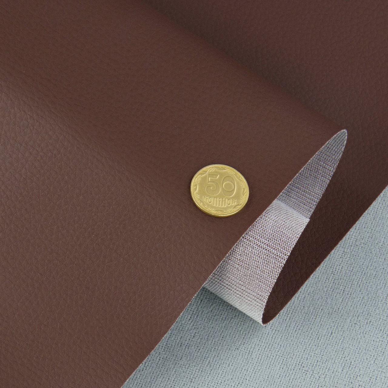 Кожвініл "DOLLARO" меблевий полу-глянец коричневий, для перетяжки м'якого куточка, дивана, крісел, шир 1.35 м, фото 1