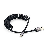 Кабель USB - Apple Lightning US536 MFi Coiled (2.4A) 1.5м, фото 2