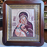 Ікони на Вінчання Спаситель П.Б.Володимирська(Вишгородська)в темному дерев'яному кіоті під склом,розмір 23*26, фото 5