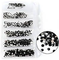 Набір страз холодної фіксації Premium Jet Black SS3-SS10 Non-hot Fix 1700шт