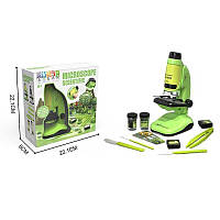 Мікроскоп дитячий із набором 2209-1, підсвітка, інструменти, 3 скла, контейнери для зразків, викрутка