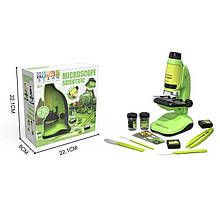 Мікроскоп для дітей 2209-1, підсвітка, інструменти, 3 скла, контейнери для зразків, викрутка
