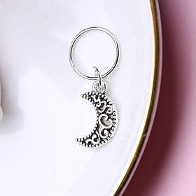 Пірсинг кільця з декором "Місяць" металеві прикраси для афрокос аксесуари для зачісок дред