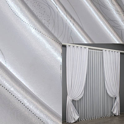 Комплект штор (2шт. 1,45х2,7м.) з тканини софт. Колір білий. Код 1415ш 33-0330