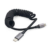 Кабель TypeC - Apple Lightning US537 MFi Coiled (3A) 1.5м, фото 2