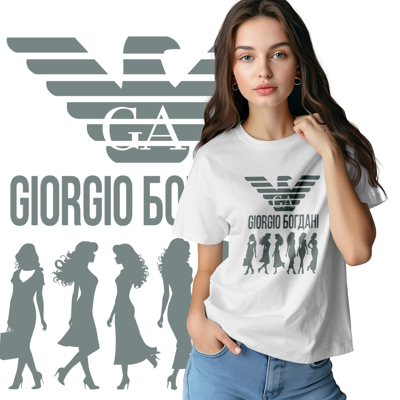Футболка жіноча унісекс Stedman з принтом GIORGIO БОГДАНІ XS белая, фото 1