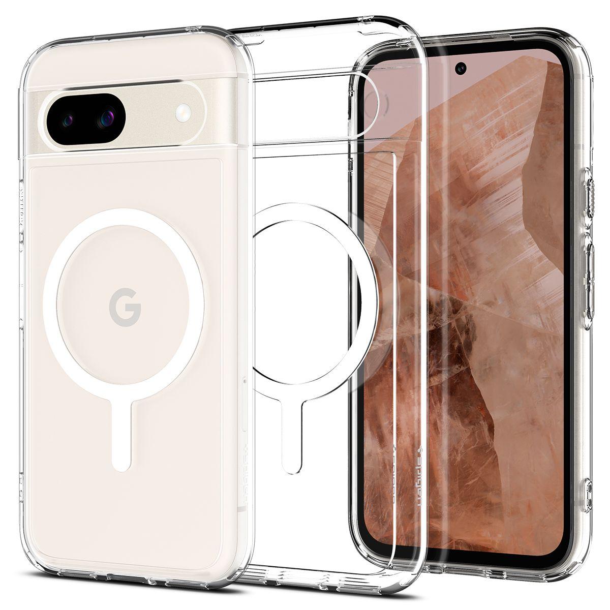 Чохол Spigen Ultra Hybrid Metal Ring MagFit до Google Pixel 8a White (ACS07263), фото 1
