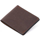 Тонке горизонтальне портмоне Cardi без застібки у вінтажній шкірі GRANDE PELLE 11310 Коричневе 12х8х1, фото 2