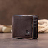 Тонке горизонтальне портмоне Cardi без застібки у вінтажній шкірі GRANDE PELLE 11310 Коричневе 12х8х1, фото 6