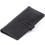 Вертикальний гаманець глянсовий Anet на кнопці GRANDE PELLE 11324 Чорний 9х18х1,5 см, фото 2