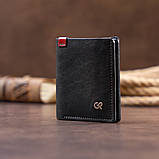 Стильне портмоне-кредитниця комбі в гладкій шкірі GRANDE PELLE 11327 Чорне 9х10х1, фото 6