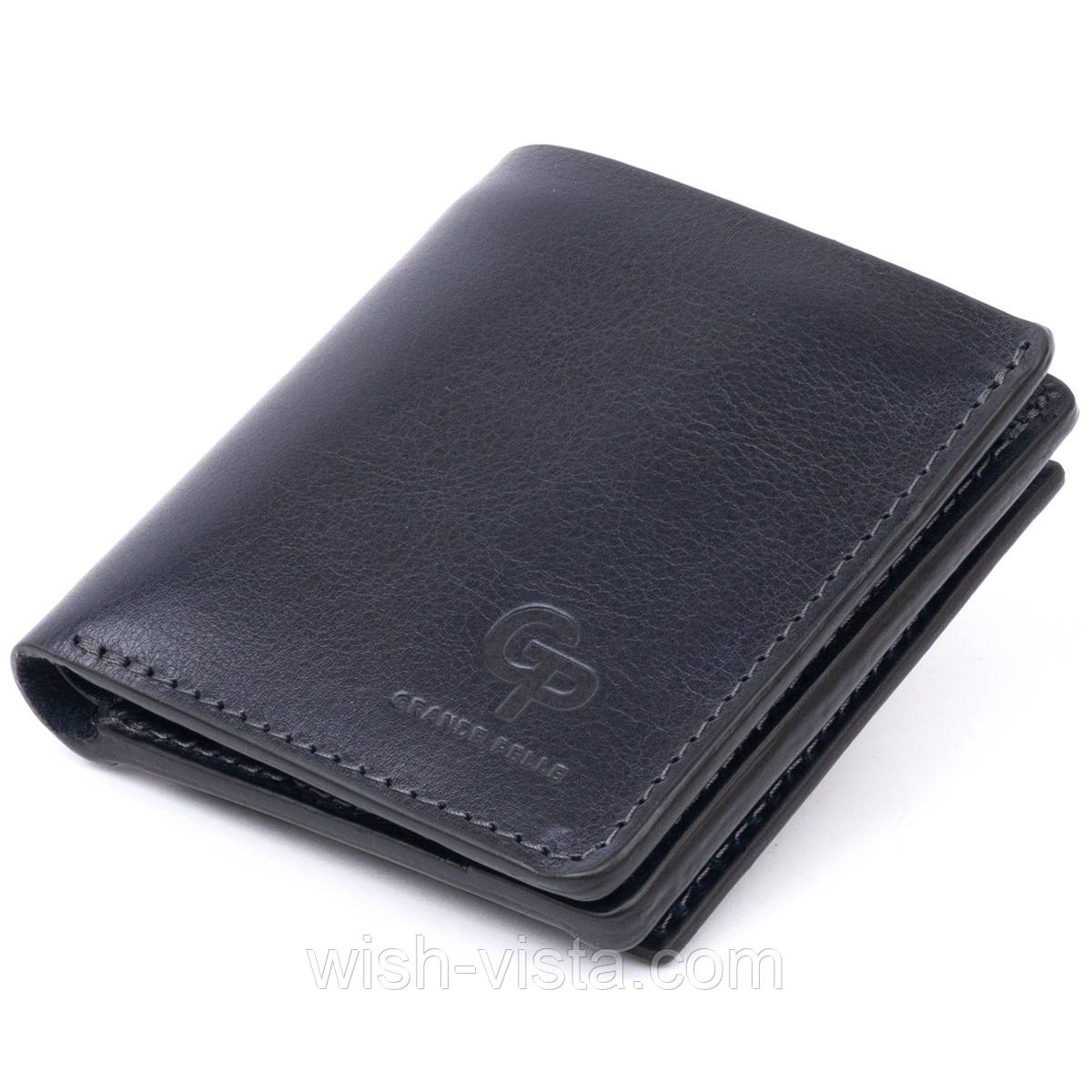Портмоне вертикальне глянсове з накладною монетницею GRANDE PELLE 11332 Синє 9,5х10х2, фото 1